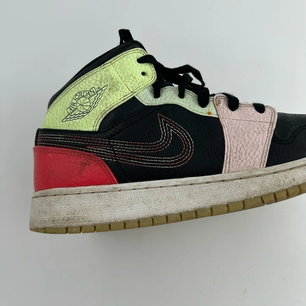 Nike Glow In The Dark Air Jordan 1 Mid With Multi-Stitched Swooshes